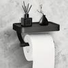 1pc Rustproof and Stainless Steel Toilet Paper Holder with Phone Shelf - Wall Mounted Self Adhesive Tissue Roll Holder for Bathroom and Washroom