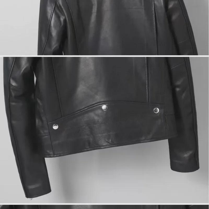 Женская облегающая мотоциклетная куртка из кожи растительного дубления - весна/осень 2024 г.