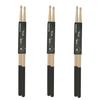 Maple Drumsticks with Non-Slip Tips for Beginners, 5A Wood Tips, Teardrop Shape, 2-Piece Set, Black, 3-Pack