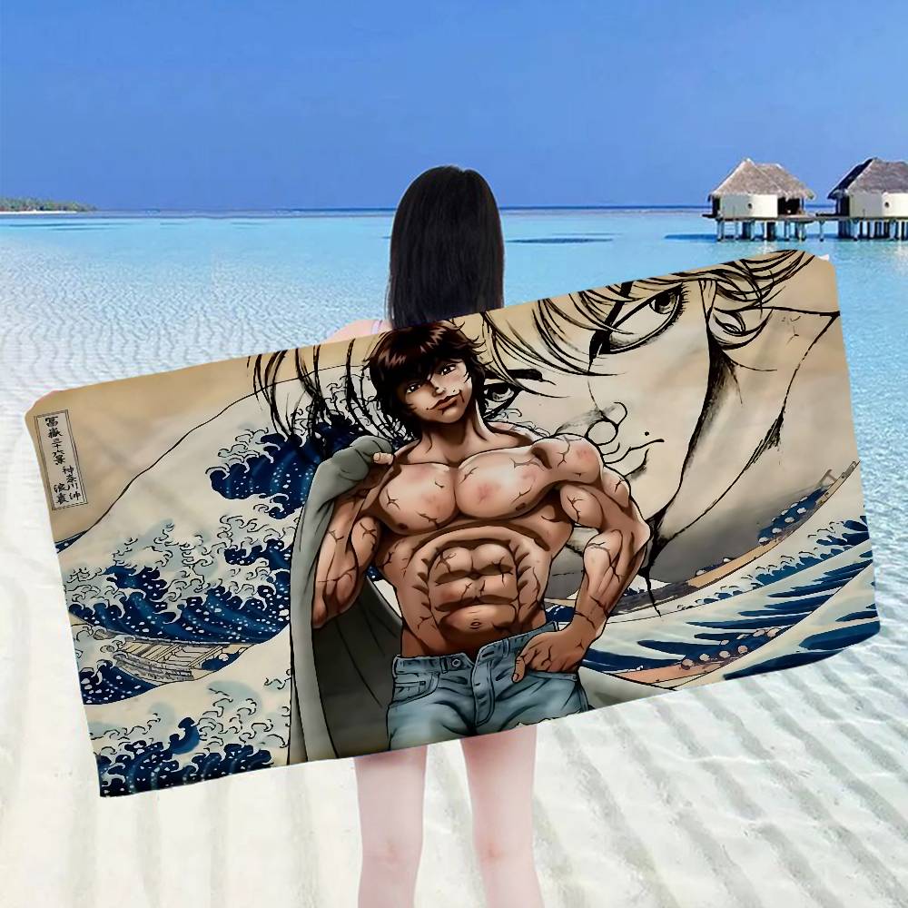Japanese Anime B-Baki Big Microfiber Beach Towels Quick Dry Towel Sand Beach Towels Pool Towel for Travel Swim Pool Yoga