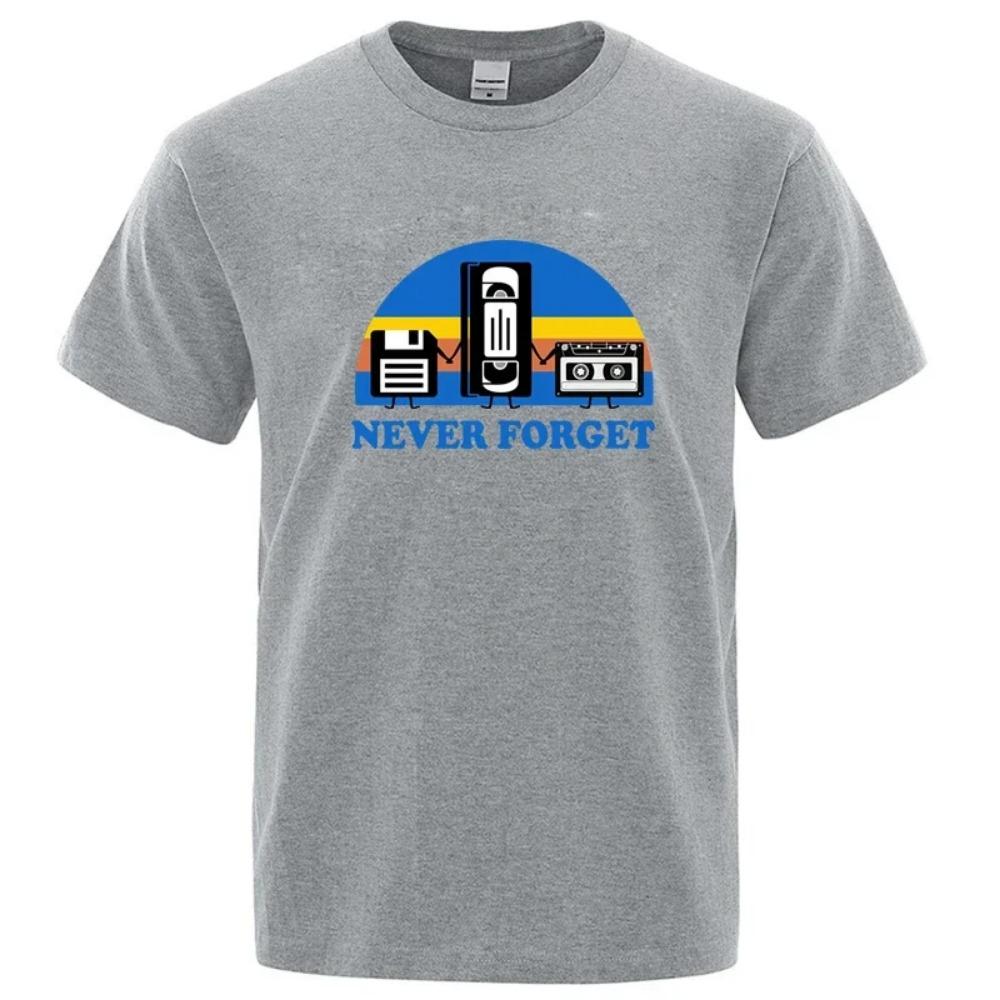Summer Men's T-shirt Never Forget Sarcastic Graphic Music Funny Printed Blend T-Shirt Loose Male Top Casual Short Sleeve