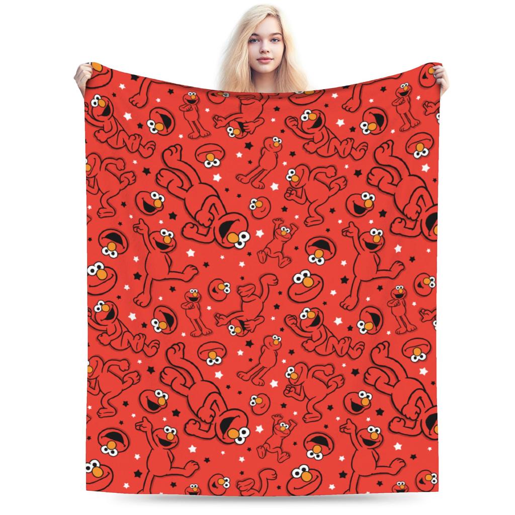 Sesame Street Cartoon Blanket Elmo Lovely Flannel Funny Breathable Throw Blankets for Bedding Lounge Textile Decor
