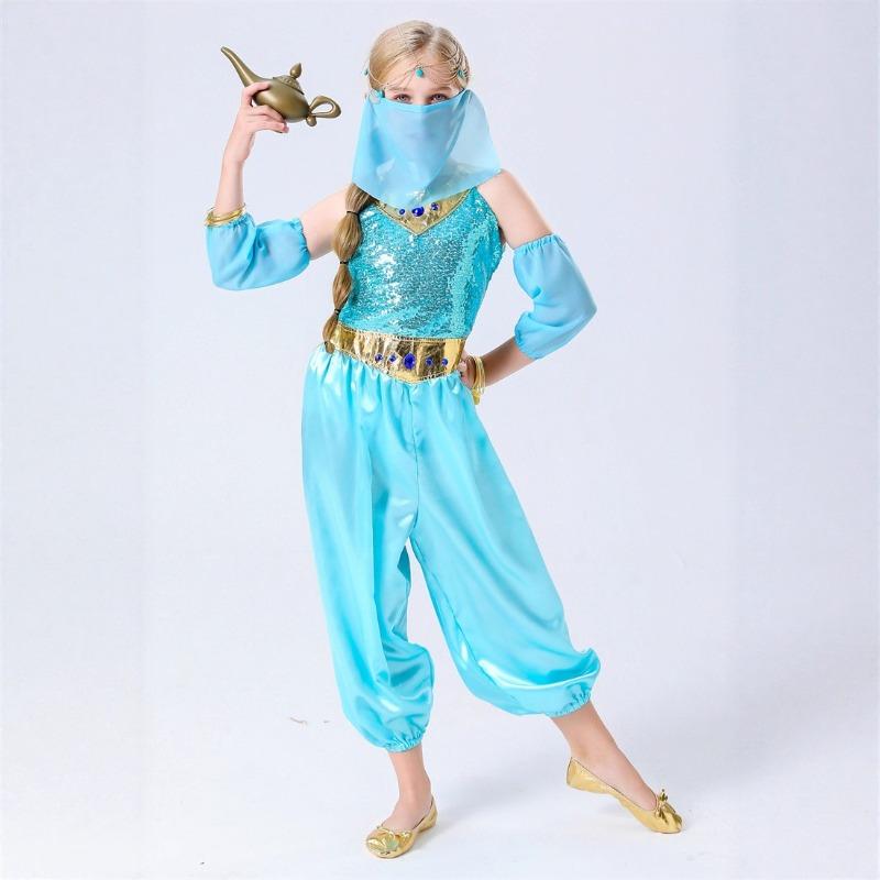 Halloween One Thousand and One Nights Search Banner Princess Jasmine Kids Jasmine Blue Suit Cosplay Suit