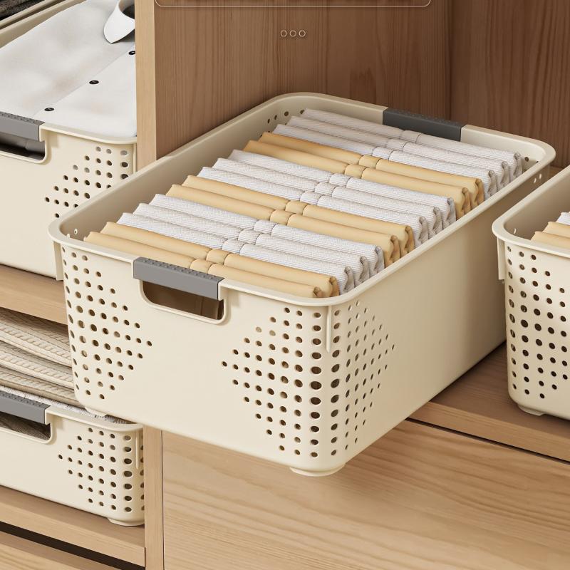 Stackable Vented Organizer Baskets Multi Size with Handles for Efficient Office Supplies Storage