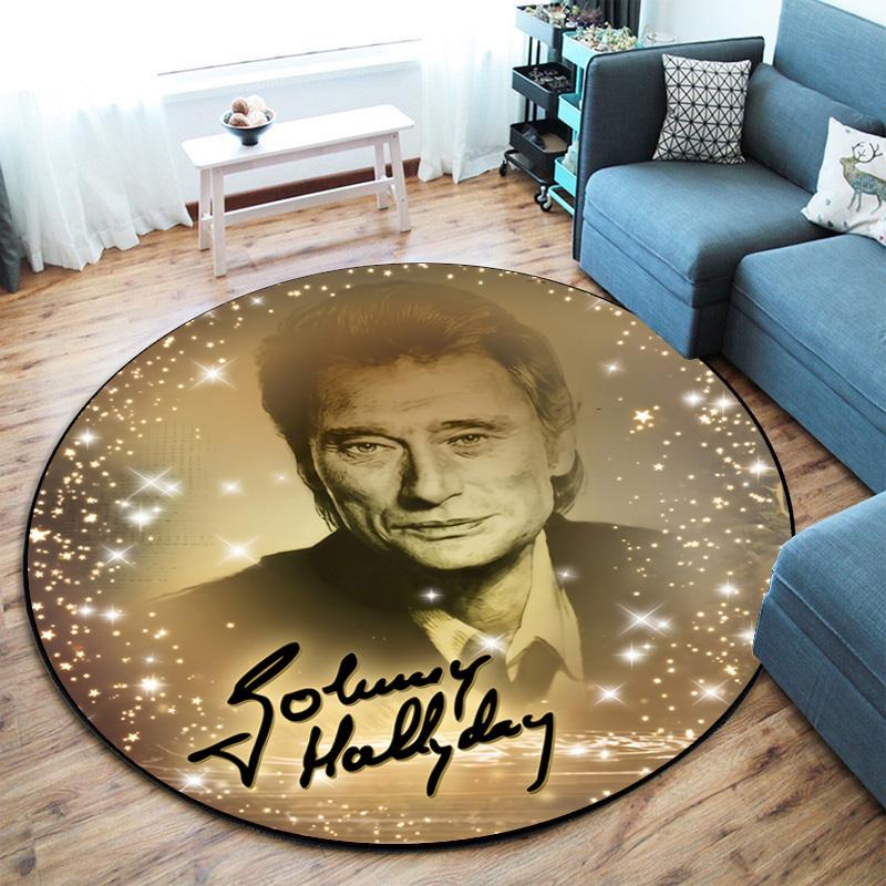 French legendary rock singer and actor Johnny Hallyday Round Carpet Soft Home Decoration Corridor Table and Chair Anti slip Outdoor Floor Mat rug H9