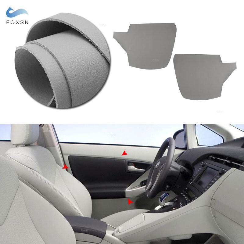 Gray Micro Leather Car Accessories Front Door Armrest Panel Cover Trim For Toyota Prius 30 2009 2010 2011 2012 2013 2014