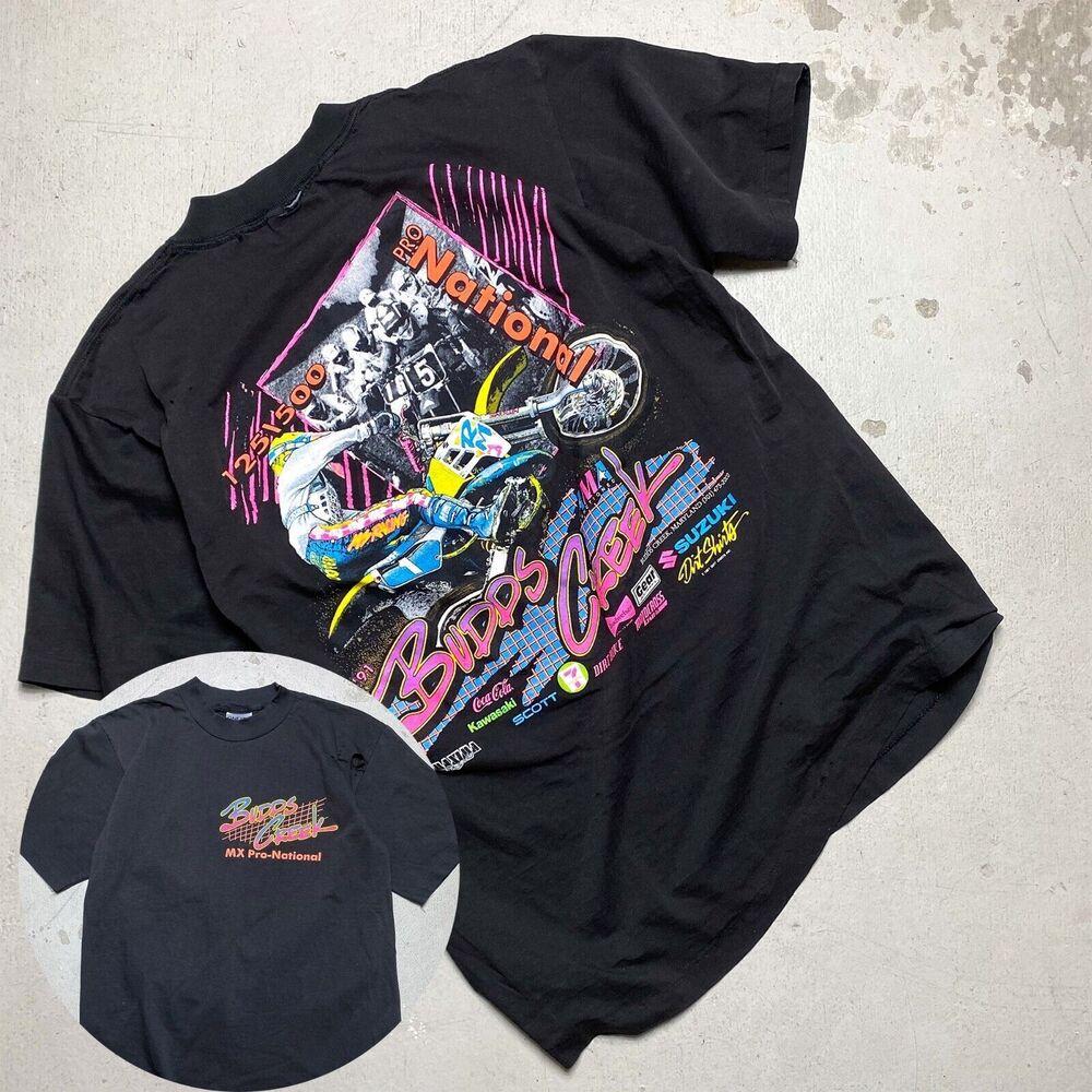 Винтажная футболка Budds Creek Motocross National 1991 года Хлопок Унисекс Двусторонняя Унисекс футболка