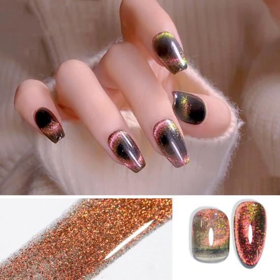 Yousheng 1 флакон 8 мл Лак для ногтей Глиттер Сияющий Меняющий цвет Быстросохнущий Долговечный эффект DIY Не раздражающий Магнитный гель для кошачьего глаза Soak Off УФ-гель
