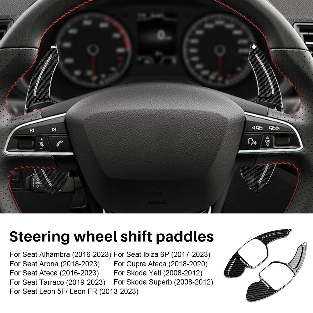 Для Seat Leon fr MK3 MK4 5F ST Cupra Ateca Alhambra Arona Ateca ibiza 6P Carbon Fibre ABS рулевое колесо подрулевые переключатели наклейка