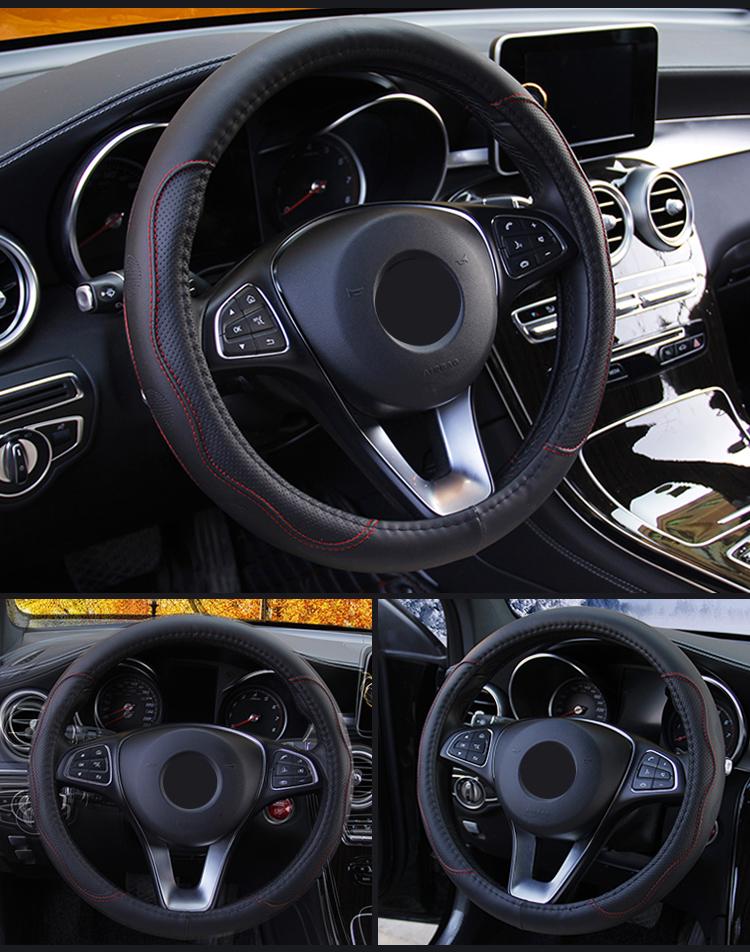 37-39 см чехол на руль автомобиля нескользящий чехол на руль автомобиля противоскользящий тисненый кожаный автомобильный стиль аксессуары для автомобиля