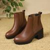 Autumn Women's High Heel Ankle Boots Fashion Round Toe Platform Shoes for Women Heeled Shoes Outdoor Dress Women's Chelsea Boots