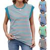 2025 Spring and Summer New Striped Contrast Color Round Neck Loose Women Short-sleeved T-shirt Top