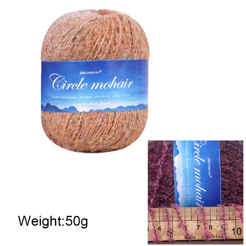 50G Секция Легкая Длинная Роскошная Пряжа Градиентной Окраски Теплый Мохер Мягкая Петля Пушистая