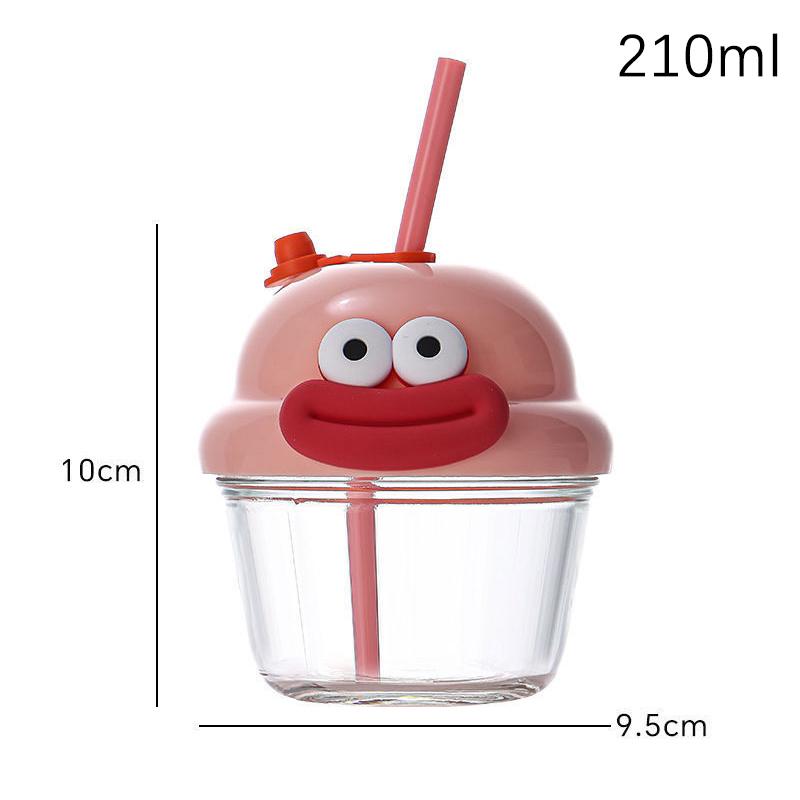 Стеклянная кружка, дорожная бутылка для напитков, модная, 210 мл, дорожная бутылка с трубочкой