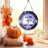 Halloween Ghost Walking Dog Door Sign Wooden Ghost Dog Hanging Doorplate for Front Porch Wall Indoor Outdoor Decor