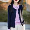 Spring New Style Women's Color-blocking Buttoned Knitted Cardigan POLO Collar Elegant Sweater Coat