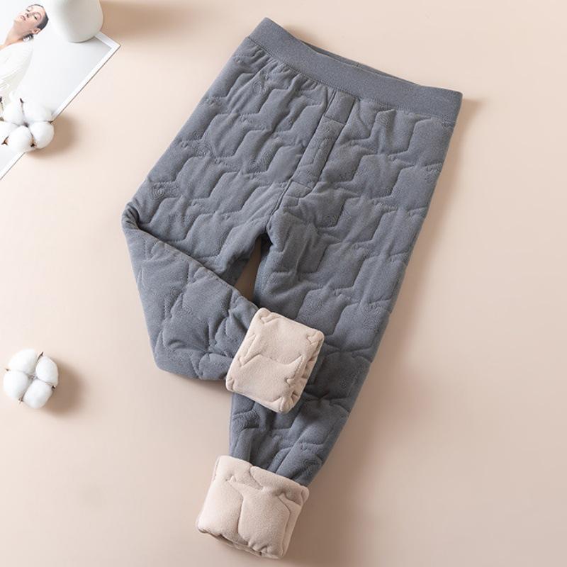 Детские зимние плюшевые брюки с подкладкой: Теплый, Плотный, Хлопковый, Базовый слой с защитой живота для мальчиков и девочек