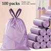 100 Pcs Portable Garbage Drawstring Bags for Home Use, Party Purple Trash Bag