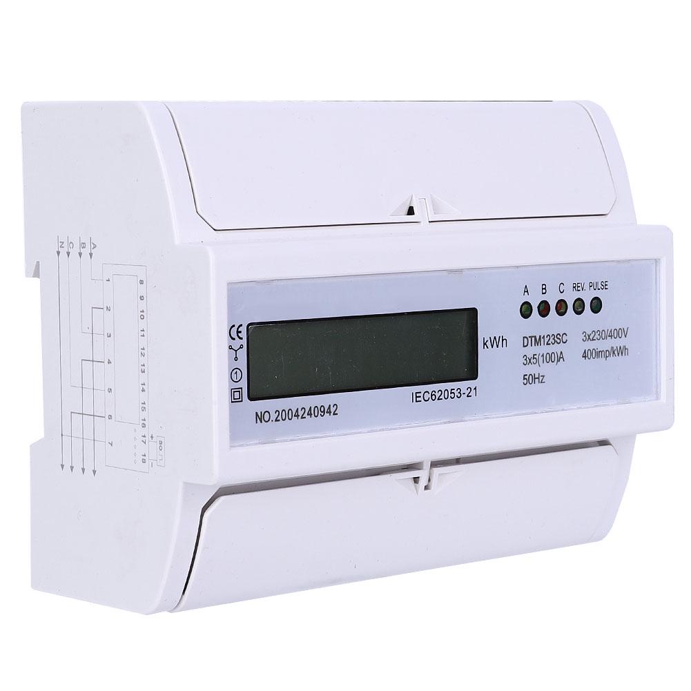 Three Phase Electricity Meter, Energy Meter KWh Meter DIN Rail Digital Electricity Meter Three Phase Power Meter Voltage Tester