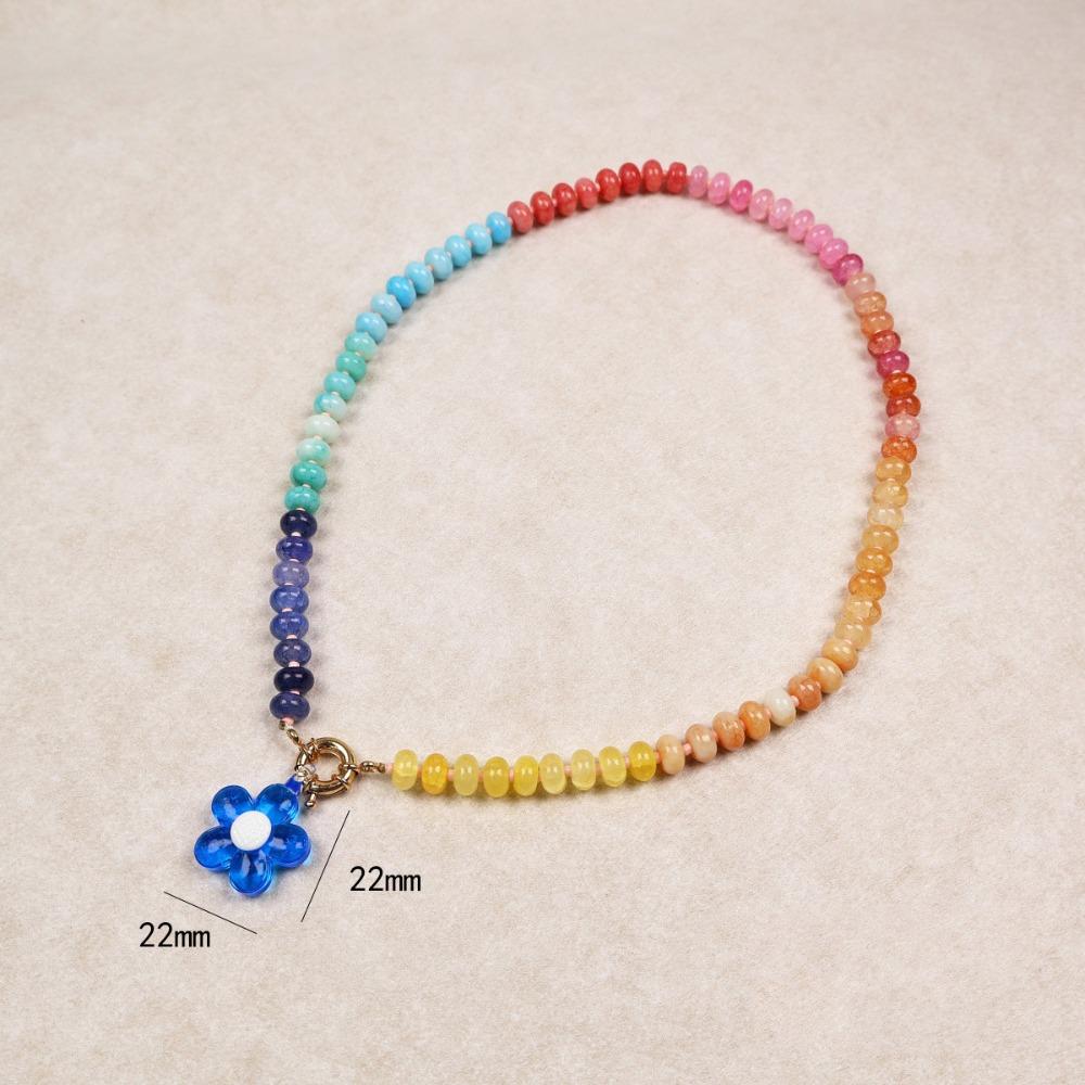 Charms Jewelry Flower Necklace Colorful Beads Pendant Necklace Creative Floral Chain Choker  Summer
