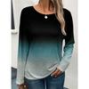 Round Neck 3D Gradient Printed Top Fashionable Casual Long Sleeved Women's T-shirts