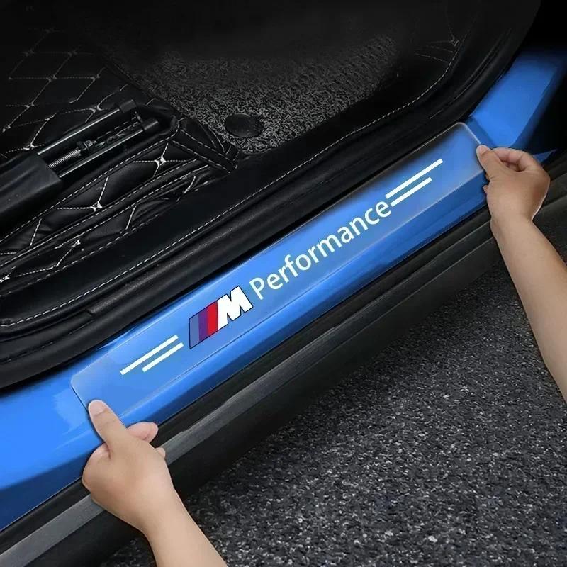 E90 Автомобиль Для BMW 4 шт. Прозрачный Значок Защитная Накладка на Порог Автомобиля 3D Наклейка Стайлинг Автомобиля Для BMW M M3 M4 M5 X1 X3 X5 X6 X7 F10 F20