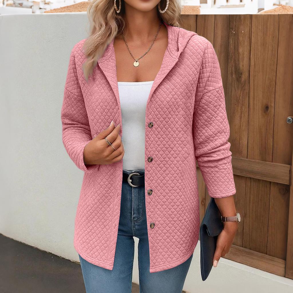 Женский свободный модный кардиган с длинным рукавом и капюшоном, куртка-толстовка в клетку и однотонная