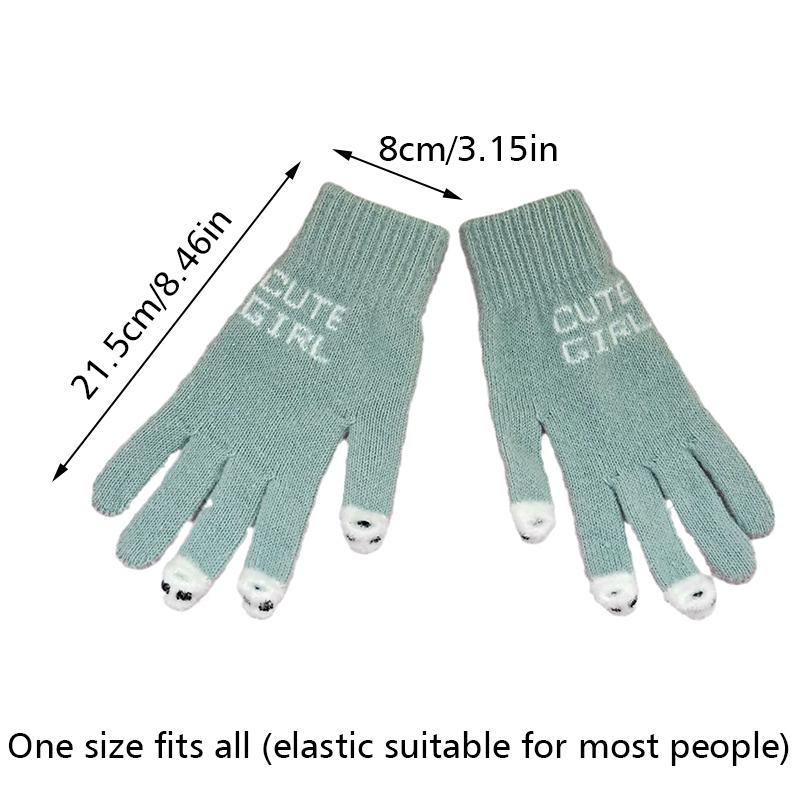 1 пара Акриловые перчатки против скатывания Минималистичные Зимние для письма Подарок Теплые Студенческие Перчатки с сенсорным экраном Модные Милые