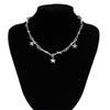 Серебристая necklace с пентаграммой-шипом для женщин мужчин Уличный Хип-хоп Звездные подвески Цепочка на ключицу Ювелирные изделия Подарки