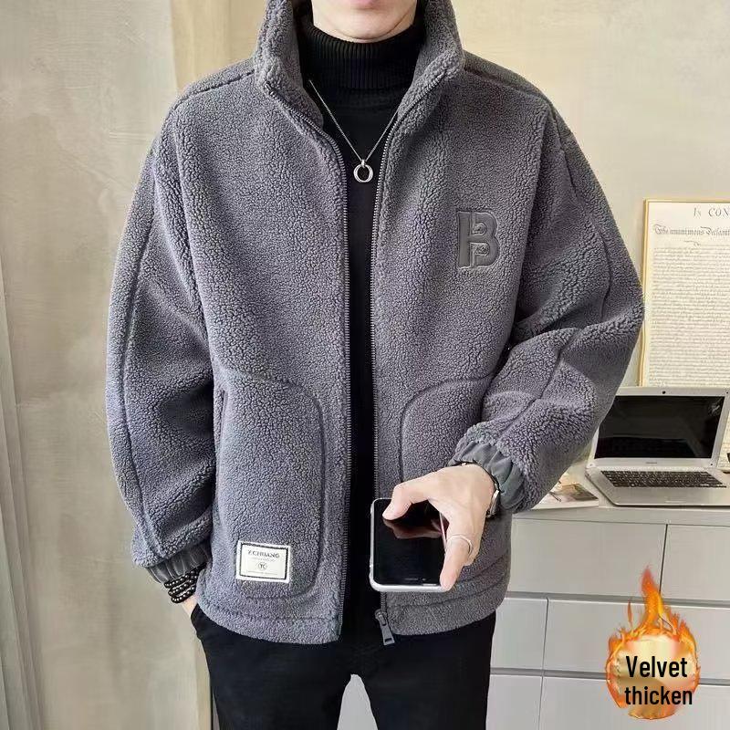Men's 2024 Autumn/Winter Lambswool Fleece Jacket - Thick, Trendy, and Stylish