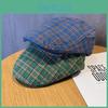 Checkered Vintage Pattern Beret Hat With Breathable Cotton For Fashion Women