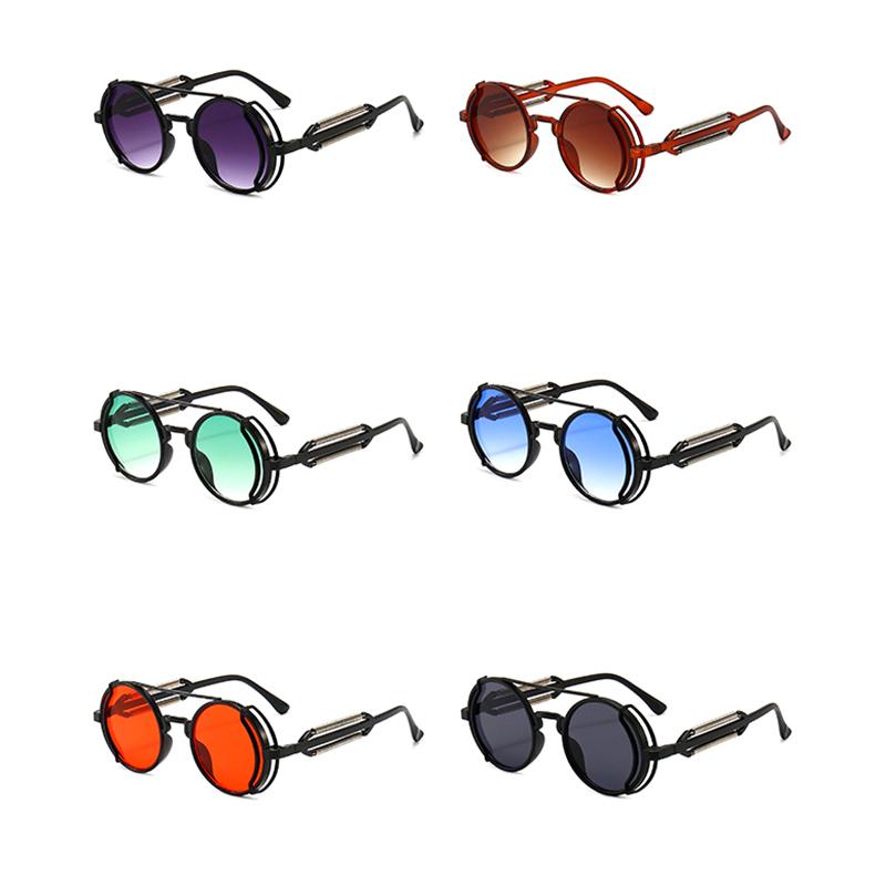 1Pc Sunglasses Retro Men Women Round Lens Sunglasses Punk Eyewear Gothic Style Uv400 Protection Metal Frame Sunglasses