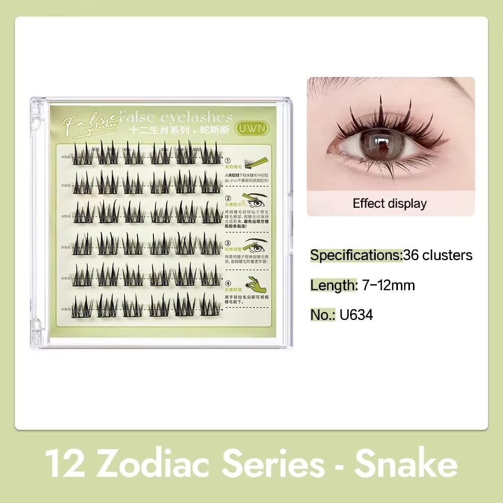 Press On Self Adhesive Cluster Lashes 12 Zodiac Series Individual Eyelash  DIY Eyelash Extension