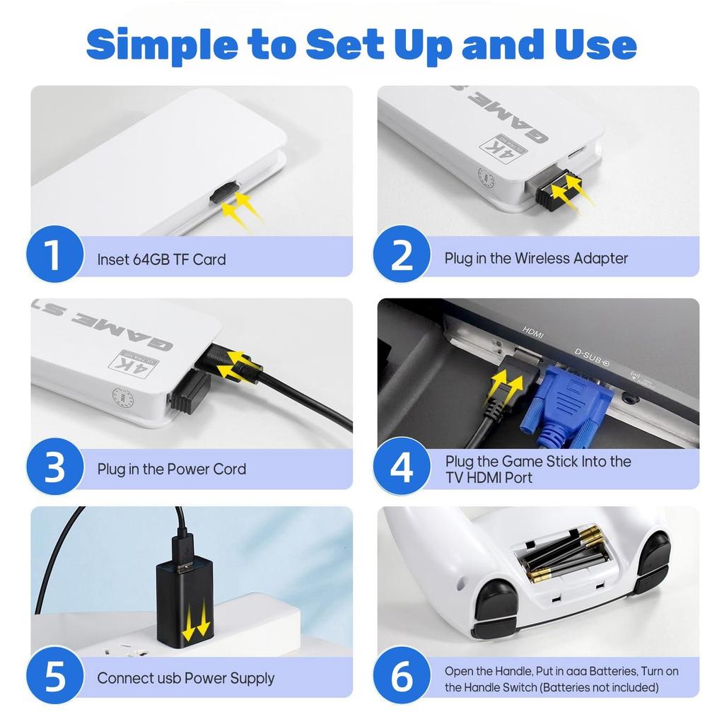 Беспроводная ретро игровая консоль M15 со встроенными 40 000 классическими играми, 4K HDMI выход на ТВ, 2,4G беспроводной контроллер, 64G ностальгический игровой стик