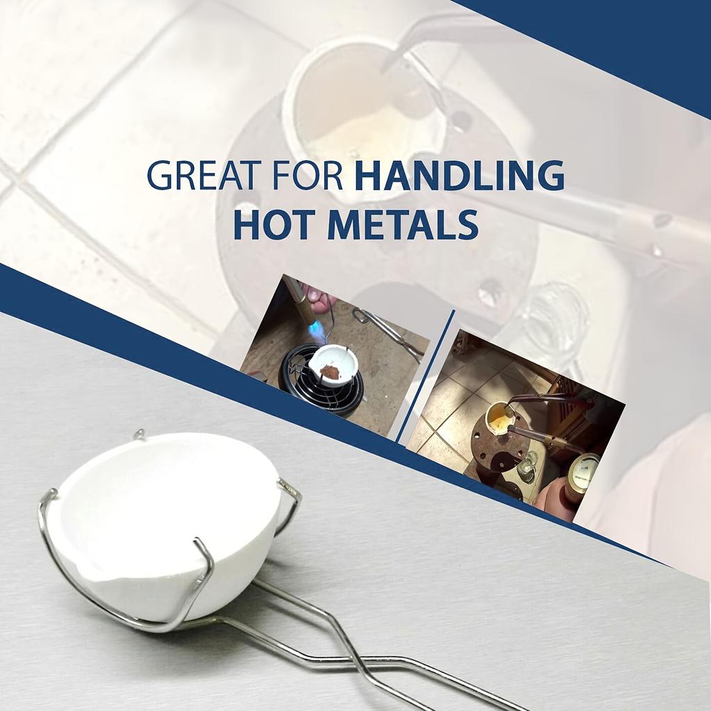 High-Temp Quartz Crucible Clip and Melting Bowl Set for Gold Silver Melting Jewelry Casting Metal Refining Furnace Tools
