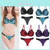 Flower Lace Womens Padded Bra Plunge Set Ladies Underwear Panties Sets Up Push
