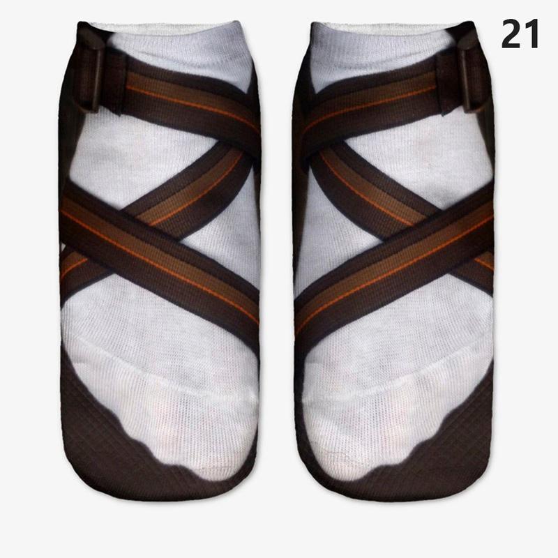 Симпатичные 3D носки со следами, женские кавайные хлопковые носки до щиколотки для девочек