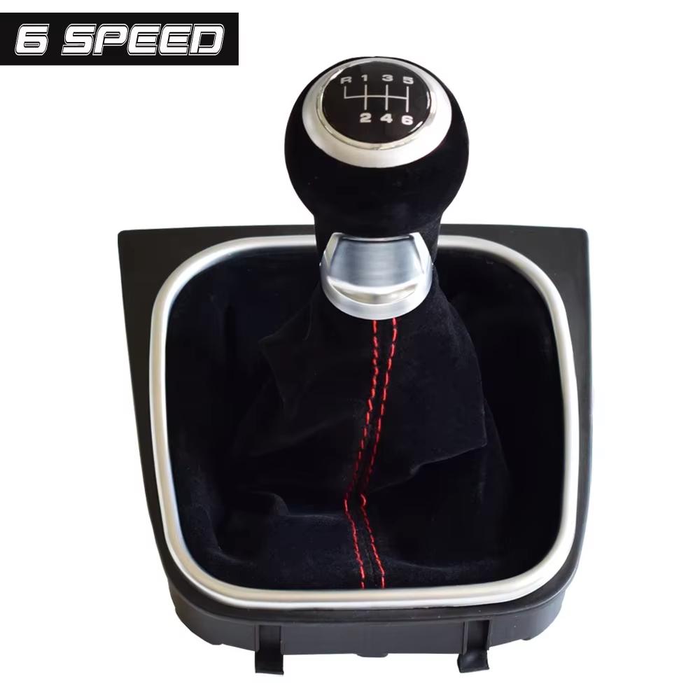 Manual 5 6 Speed Gear Shift Knob Complete Suede Leather Gaiter Boot For Volkswagen VW Golf 5 Golf 6 MK5 MK6 R32 GTI 2004-2009