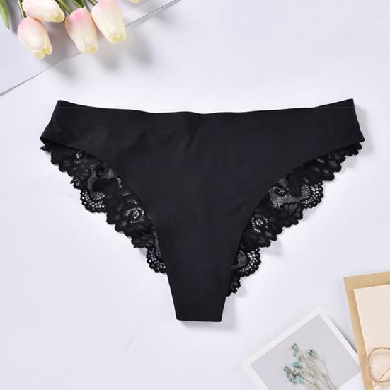 Lace Thongs for Women Sexy G-String Underwear Seamless T Back Low Waist Panties Ice Silk Comfy Briefs