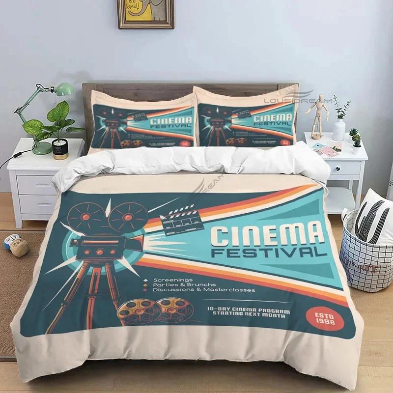 Узор хлопушки для кинофильма, Комплект постельного белья с одеялом, Пододеяльник, Комплект для кровати, Покрывало, Наволочка, Комплект постельного белья размера кинг/квин