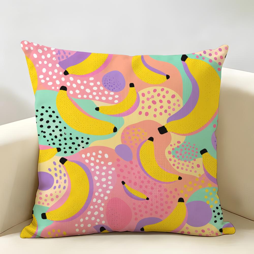 Banana Pop Art Cushion Cover Natural Linen Organic Fabric Double-Sided Printing Breathable For Home Decor