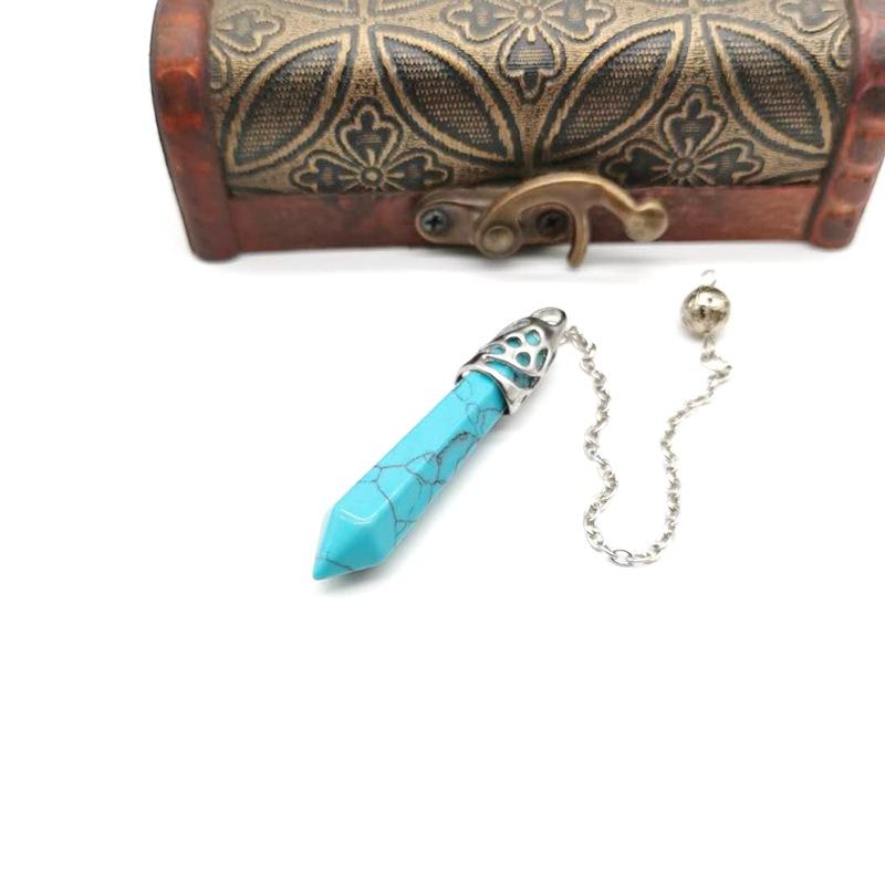 Amethyst Natural Stone Hexagonal Column Tapered Pendant Necklace Hexagonal Spine Crystal Yoga Pendulum L06