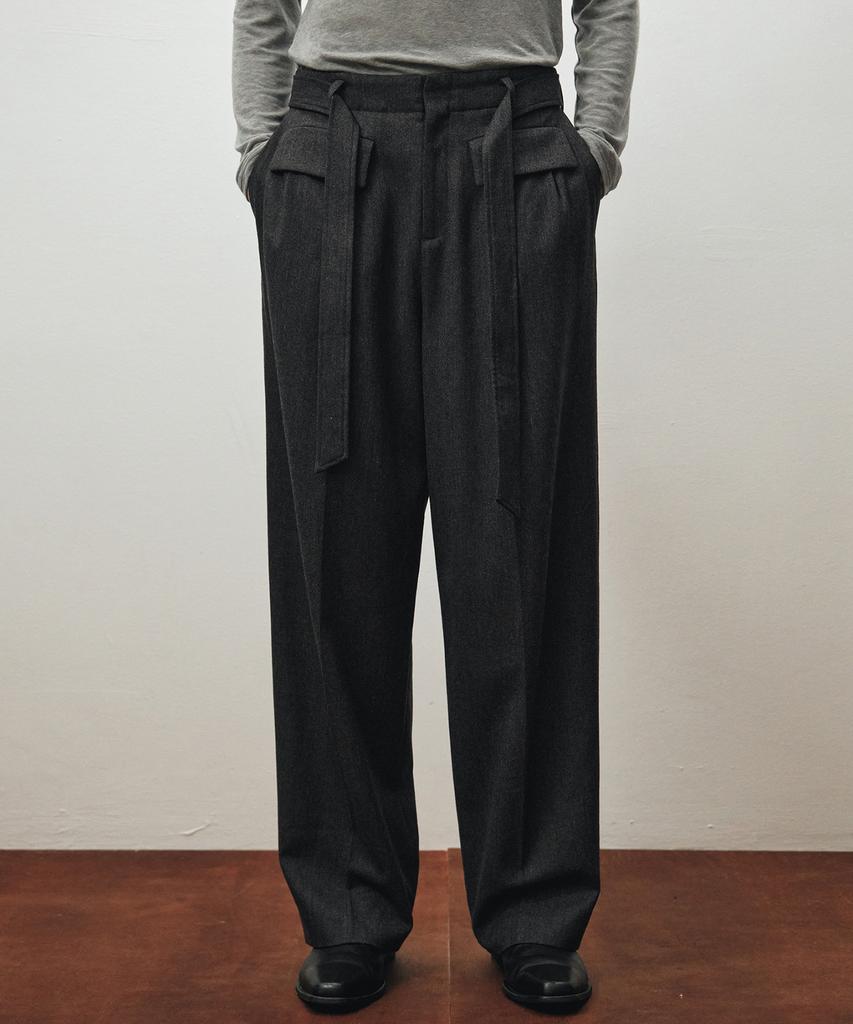 NOIRER Six-Pocket Wide Slacks (Charcoal)