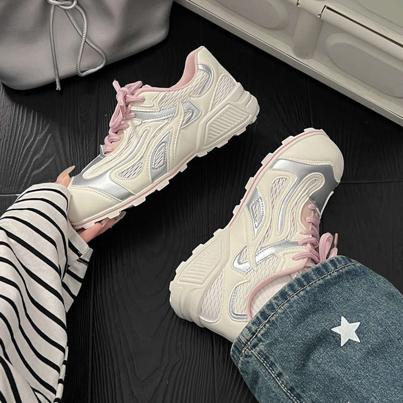 Эстетика беспорядка Боулинг-туфли Обувь Форреста Гампа Женская Летняя 2025 Новые Дышащие Сетчатые Повседневные Папины Туфли Женские