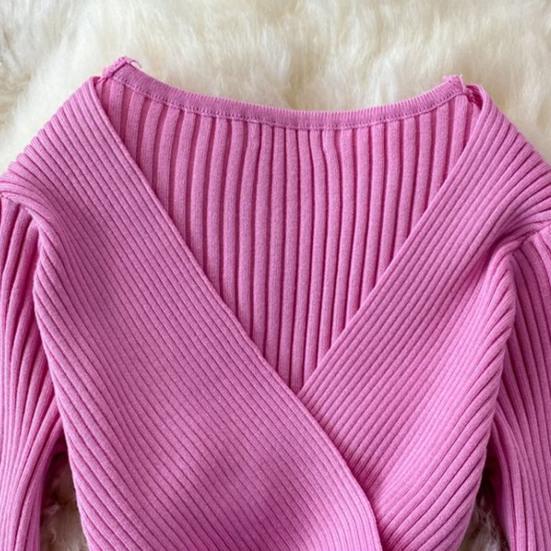 Женское осенне-весеннее платье трикотажное облегающее эластичное полосатое платье с V-образным вырезом в винтажном сплошном цвете с узкой талией противоусадочное платье-футляр миди с длинным рукавом вечерние