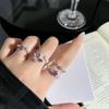 Открытое кольцо в корейском стиле с фиолетовым цветком-бабочкой - Женский модный штабелируемый аксессуар