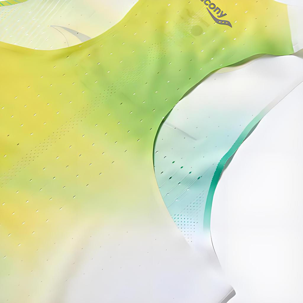 SAUCONY Легкий влагоотводящий топ без рукавов с цветными блоками для бега, мужской топ с круглым вырезом, ярко-желтый, зеленый SC2239083A-PR22