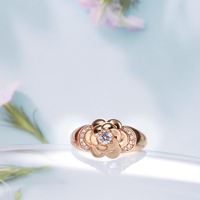 Новое кольцо с цветком из розового золота, модное креативное свадебное украшение, кольцо с натуральным цирконом для женщин, необычное винтажное украшение
