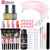 Mobray 15/8/5PCS Poly Extention Gel Set For Manicure Gel Extension Set Color Nail Tip Form Crystal UV Gel Slice Brush Nail Gel
