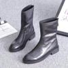 Fashion Women's Fashion Chunky Single Boots Autumn New Round Head Back Zipper Soft Sole Anti-slip Wear-resistant Short Boots